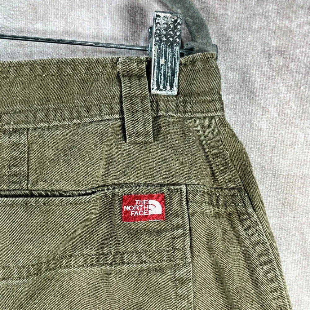 The North Face Cargo Shorts Mens Size 36 Long Green Denim Outdoor Hiking Pockets